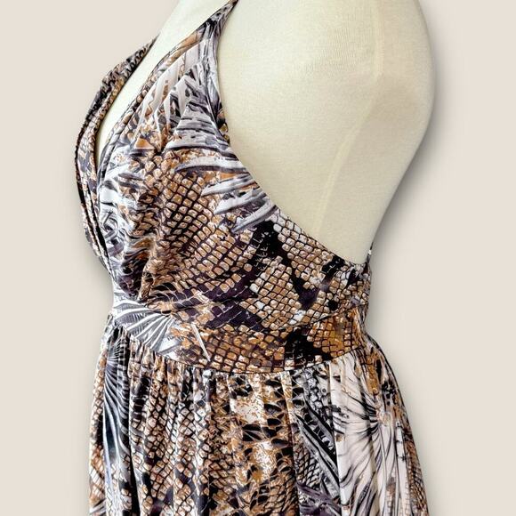 Sweet Generis Strappy Plunging Open Back Maxi Swing Dress Size 3X Bohemian Print - Picture 9 of 14